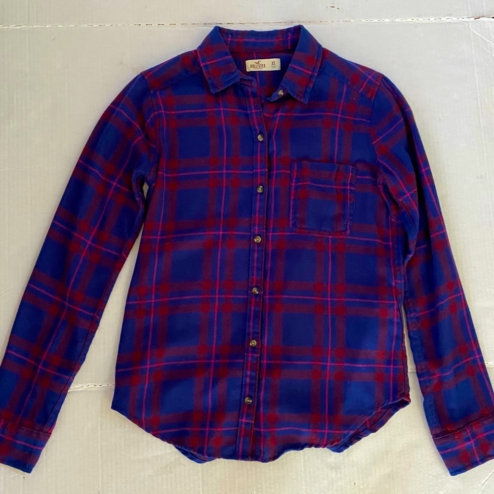 Hollister Lightweight Flannel Women Size XS Long-Sleeve Button-Up Shirt